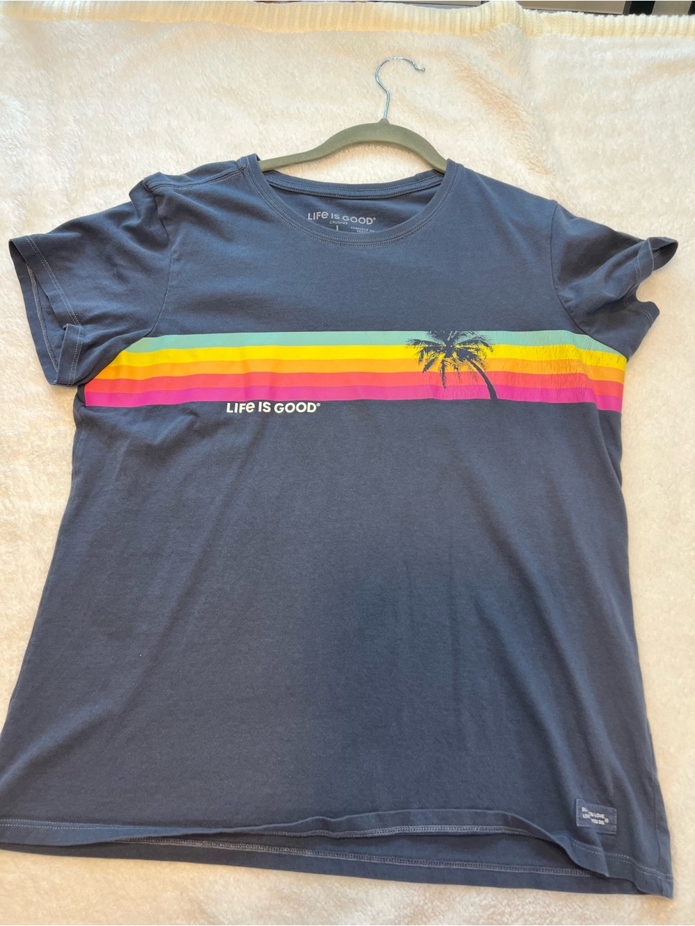 Life is Good Navy Rainbow Stripe T-Shirt